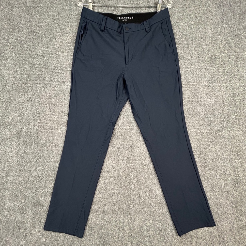 7 Diamonds Infinity Pants Mens 31x27 Navy Blue Tech Stretch Commuter Chino Slim